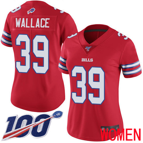 Women Buffalo Bills 39 Levi Wallace Limited Red Rush Vapor Untouchable 100th Season NFL Jersey